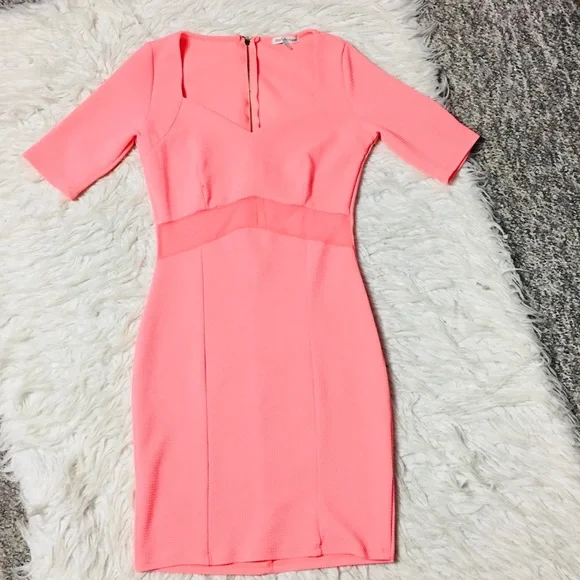 Charlotte Russe Mesh Bright Orange Dress Size Medium - Picture 3 of 9